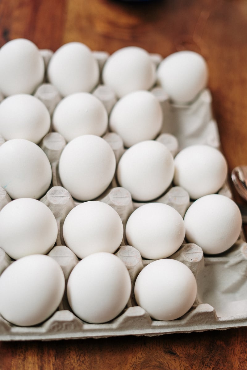 White Eggs on White Tray