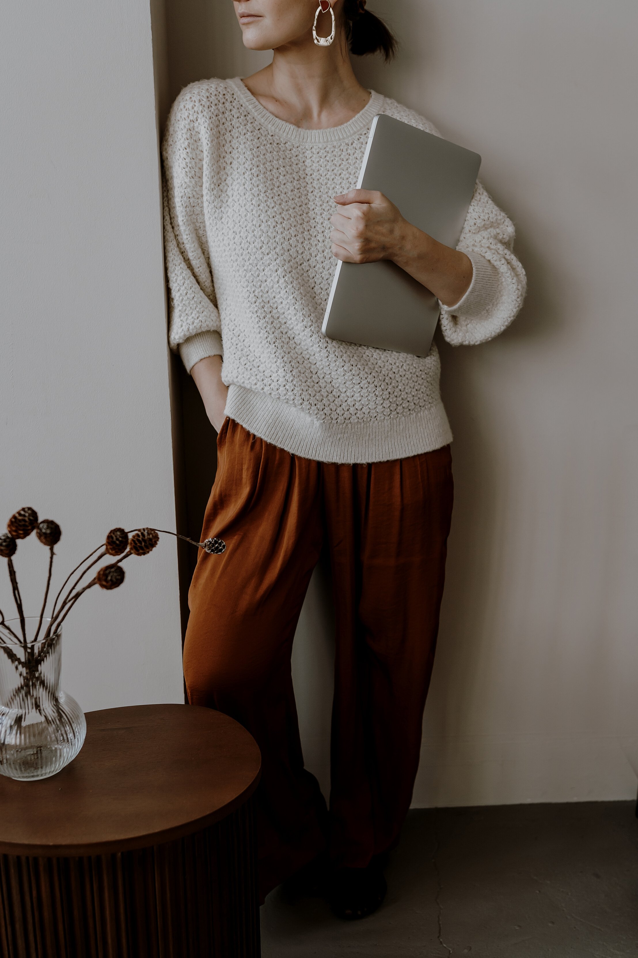 Woman with Laptop Indoors